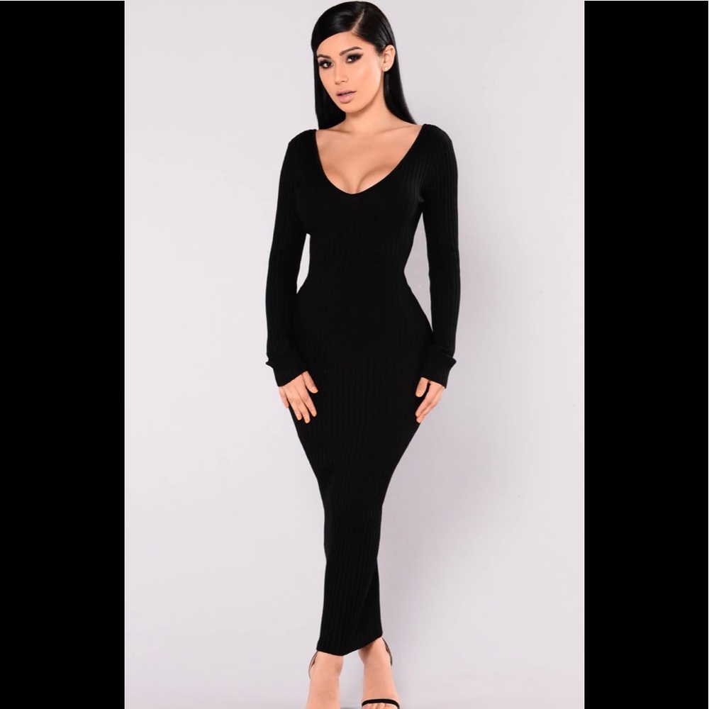 Fashion Nova Kallan Knit Dress in Black